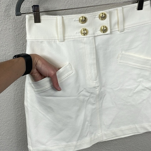 NWT Derek Lam 10 Crosby Tove Embossed Button Mini Skirt Soft White Sz 8 - Picture 5 of 15
